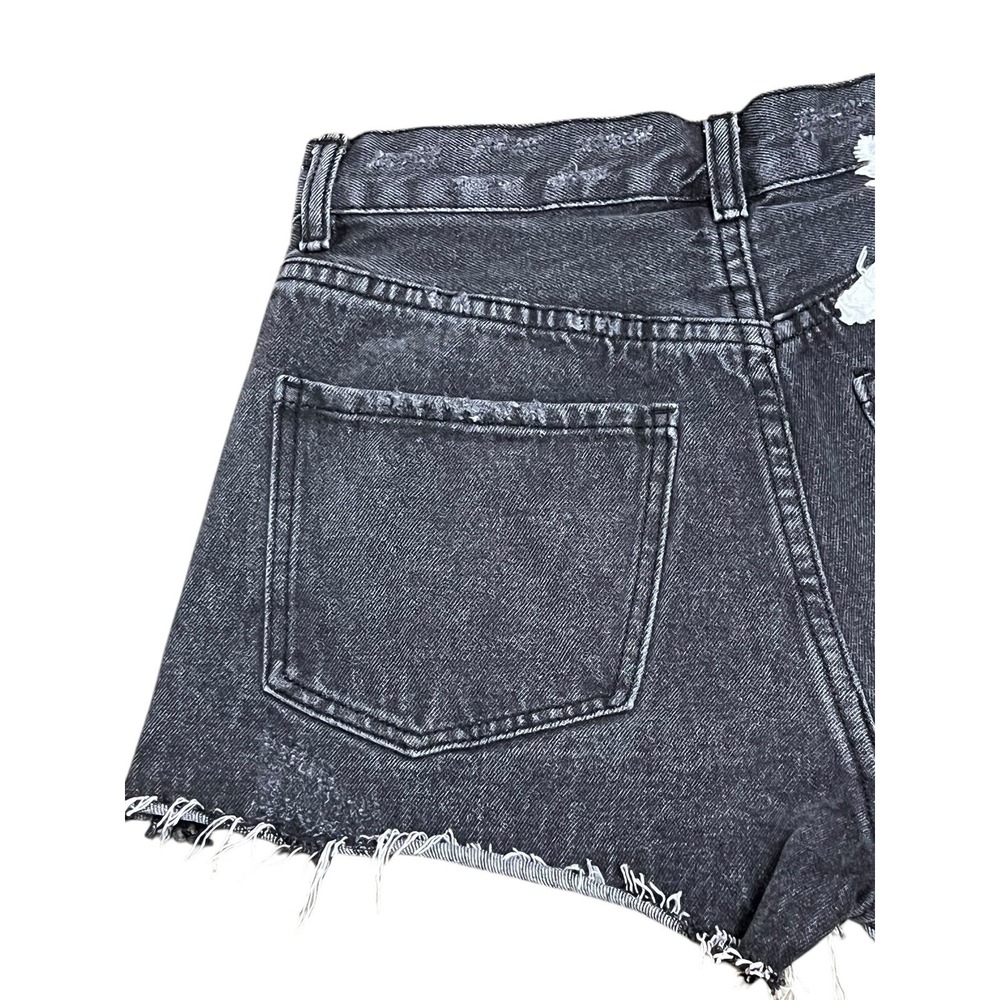 Buddy Love Star Patch Denim Shorts Womens 26 Black Distressed Cutoff Summer Y2K - Picture 6 of 9